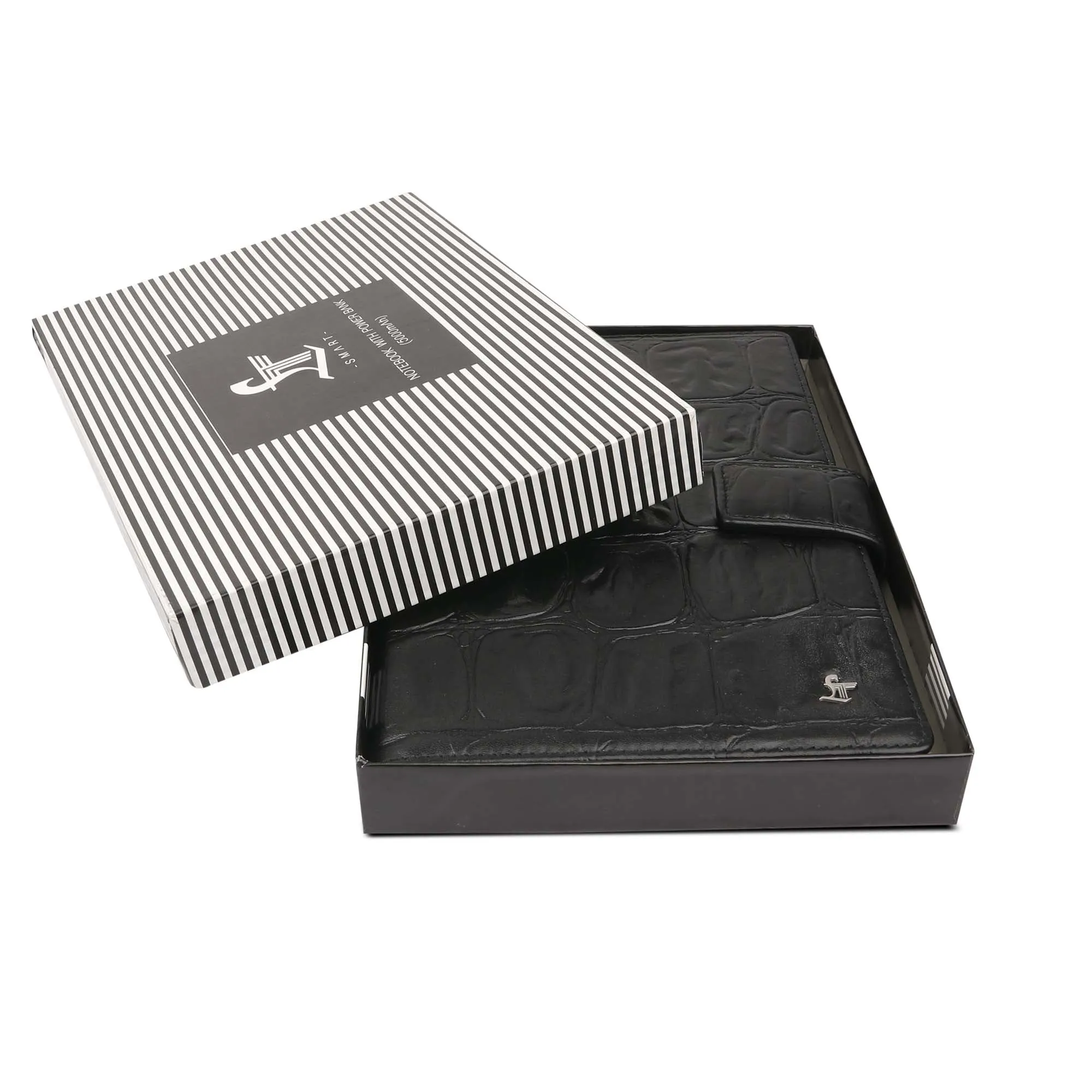 LT Smart Leather Notebook with Power Bank (5000 mAh) | Diary with Power Bank | Color: Crocotail Black