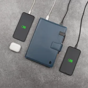 LT Smart Notebook 2.0 Wireless Charging & 16 Gb Pen Drive With Power Bank (5000 mAh) | I phone Wireless Charger | Smart Notebook with Power Bank | Color: Blue, Brown, Black, Red