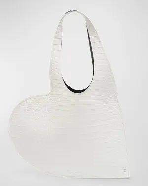 Mini Heart Croc-Embossed Tote Bag