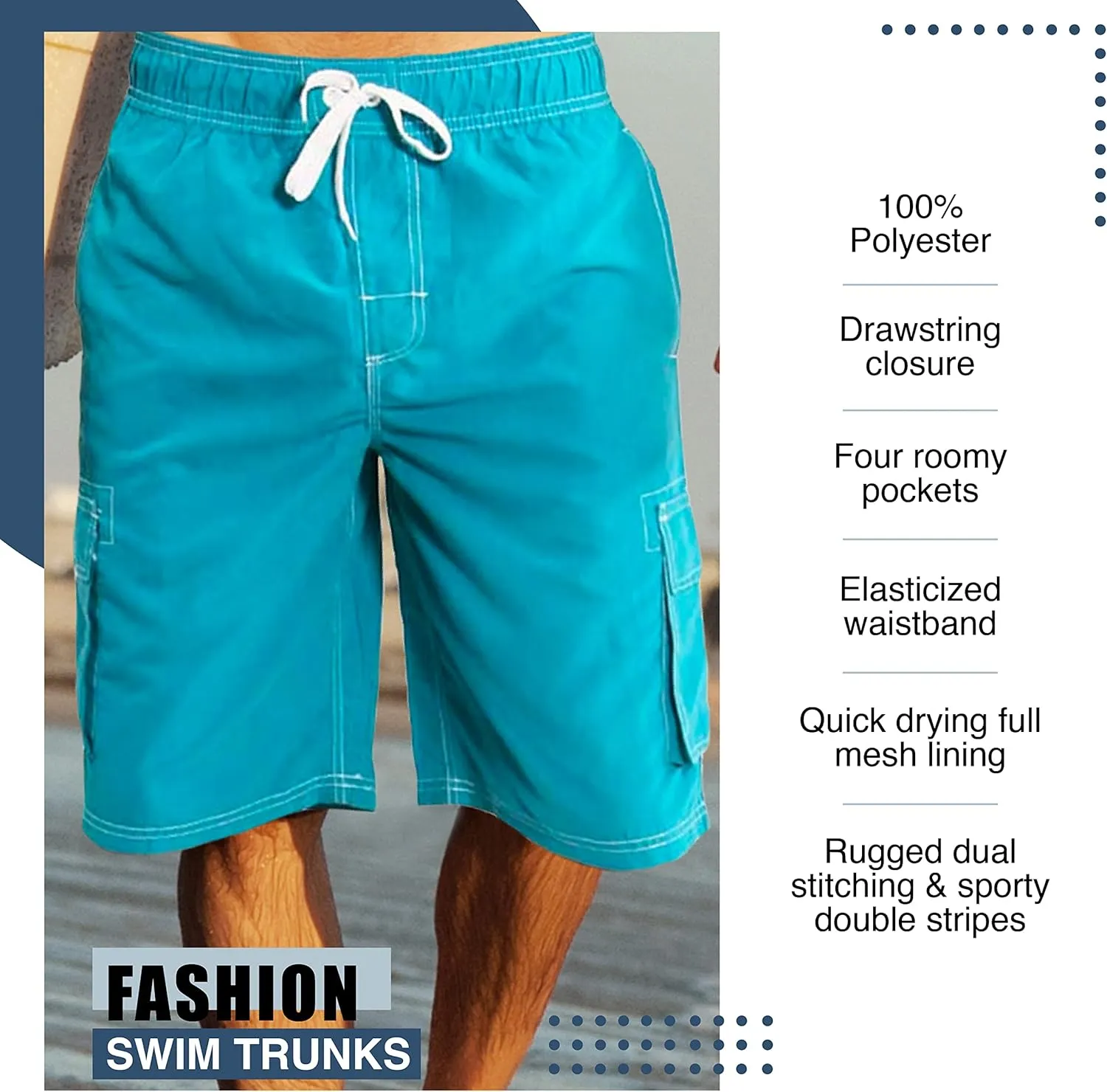 NORTY Mens Big Extended Size Swim Trunks - Mens Plus King Size Swimsuit Thru 5X