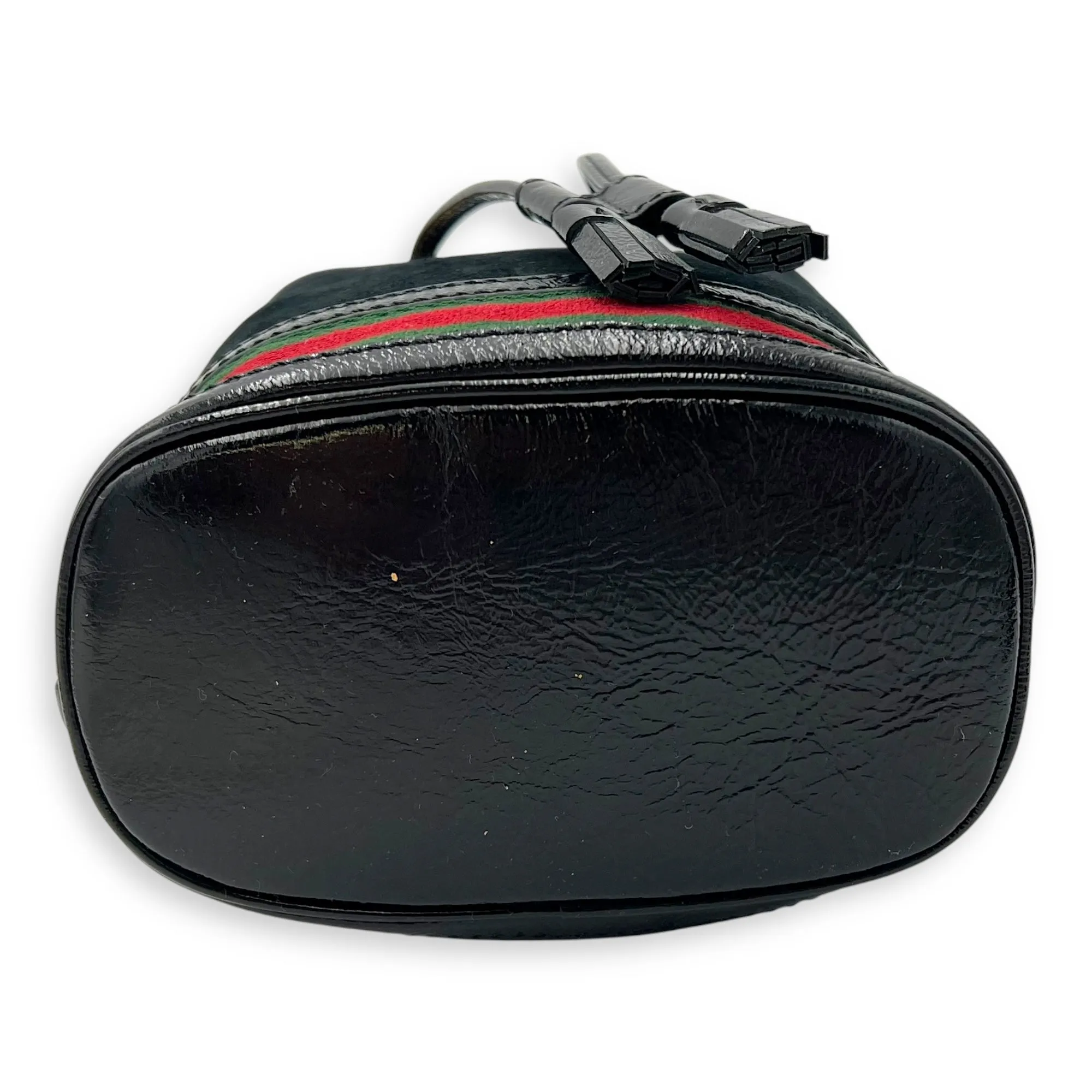 Ophidia Bucket Bag Black in Suede Leather, Gold hardware