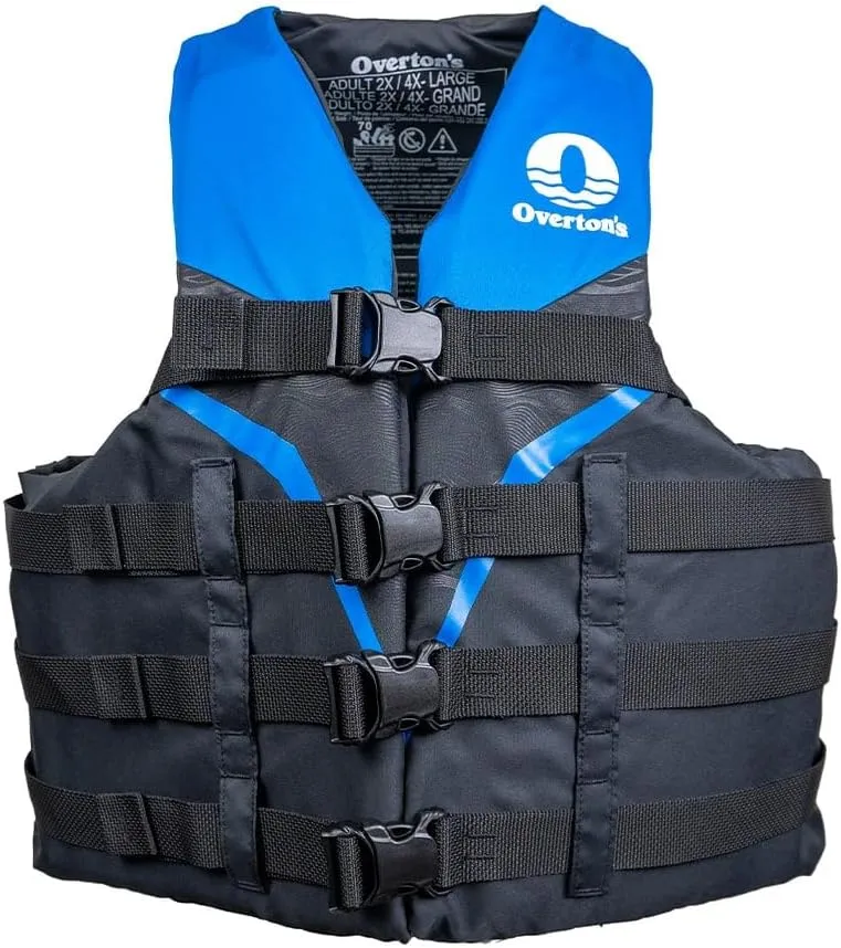 Overton's Nylon Life Vest  Big & Tall Sizes, USCG Type III Approved, Quick-Release Buckles, 24" Length