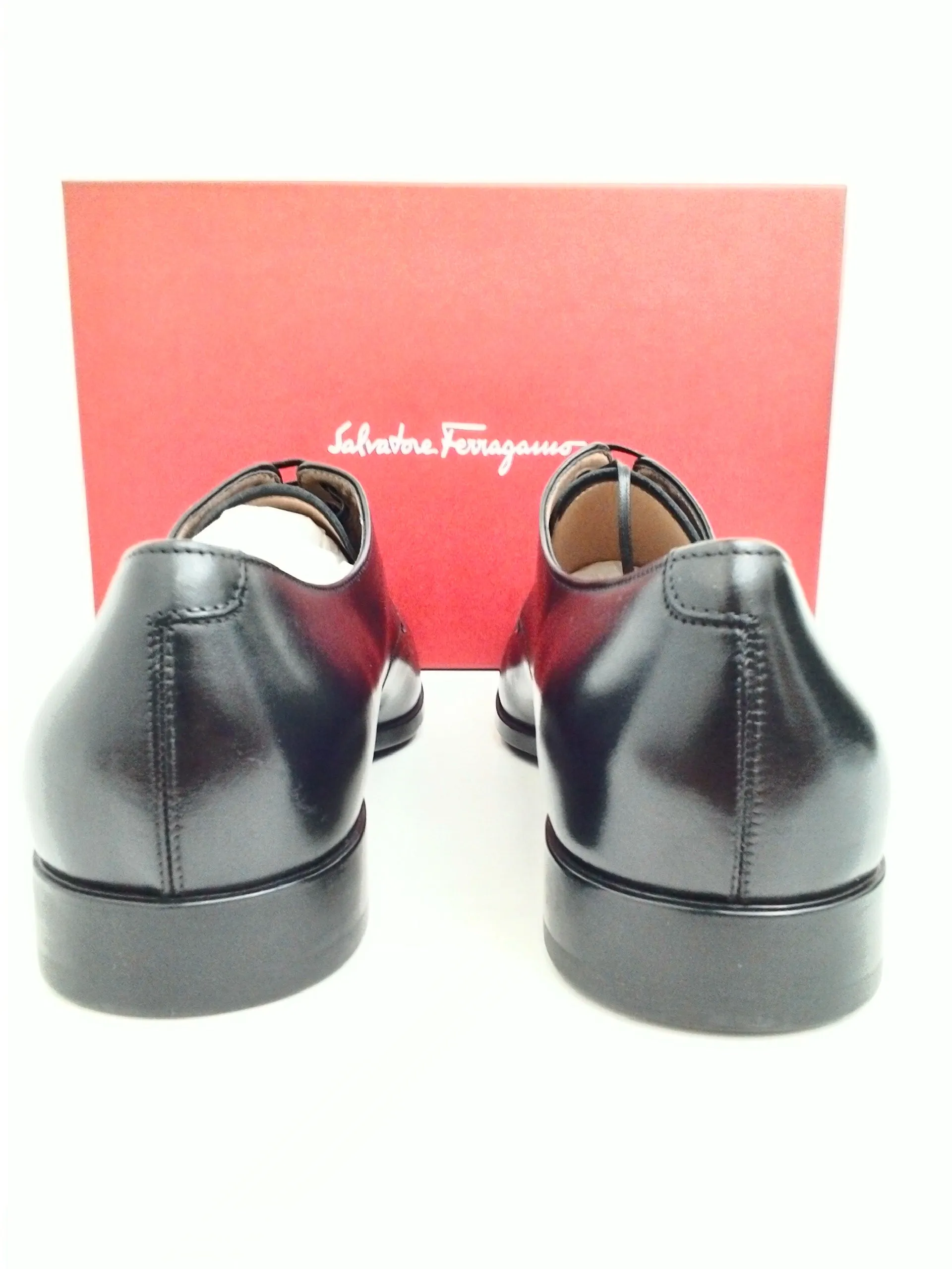 Salvatore Ferragamo Men's Tristano Nero Calf Leather Dress Shoes Size 10 E