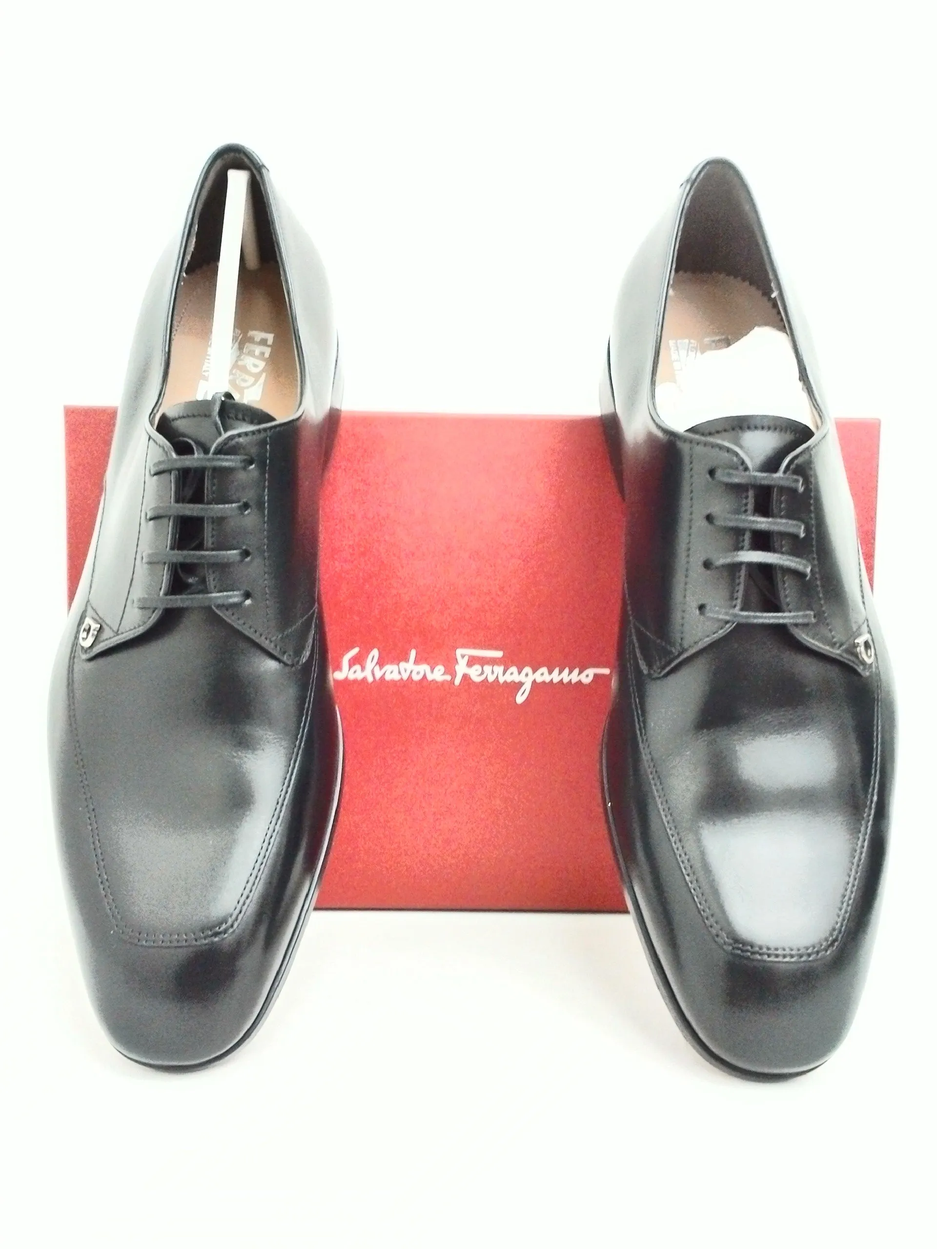 Salvatore Ferragamo Men's Tristano Nero Calf Leather Dress Shoes Size 10 E