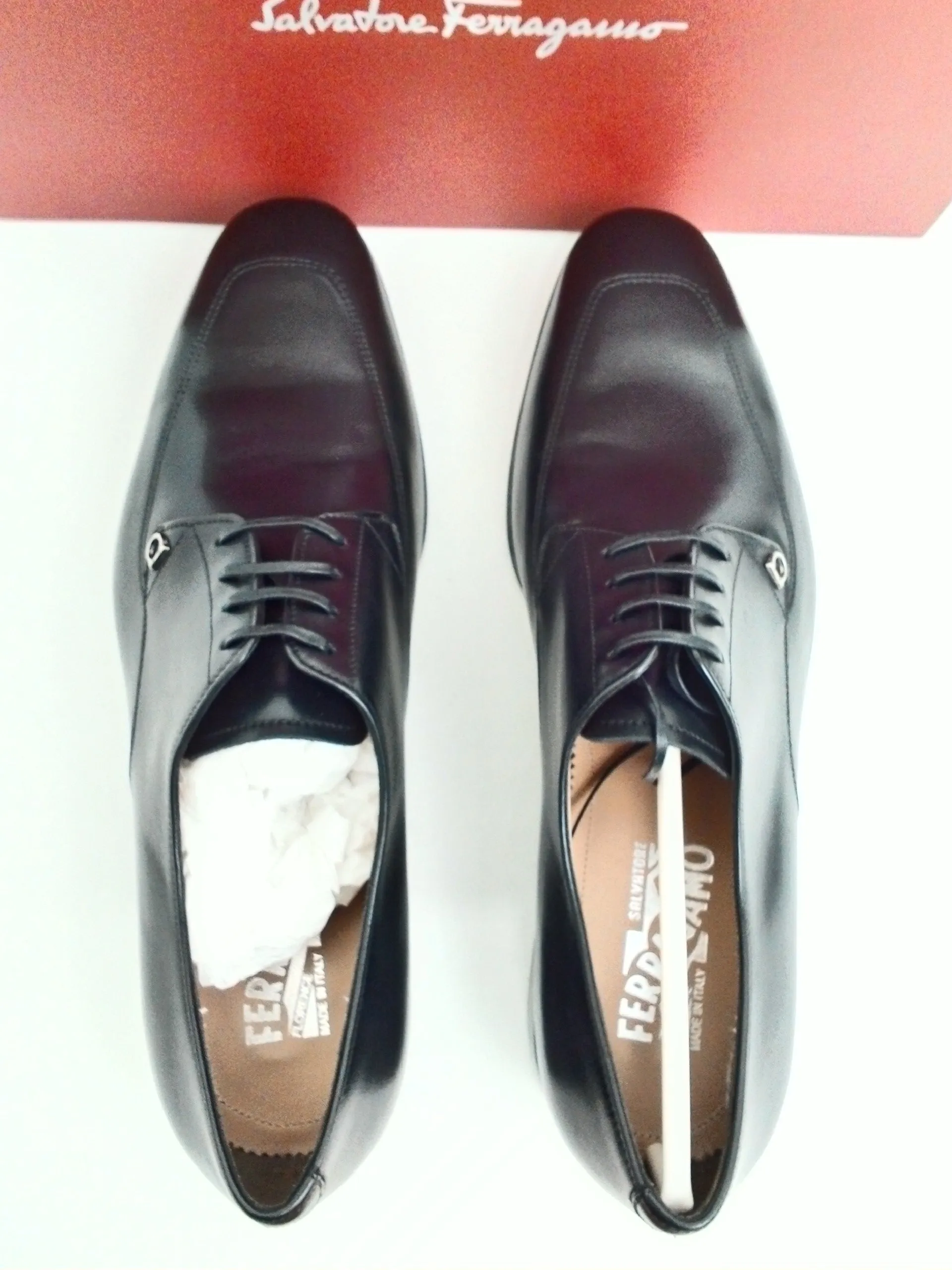 Salvatore Ferragamo Men's Tristano Nero Calf Leather Dress Shoes Size 10 E