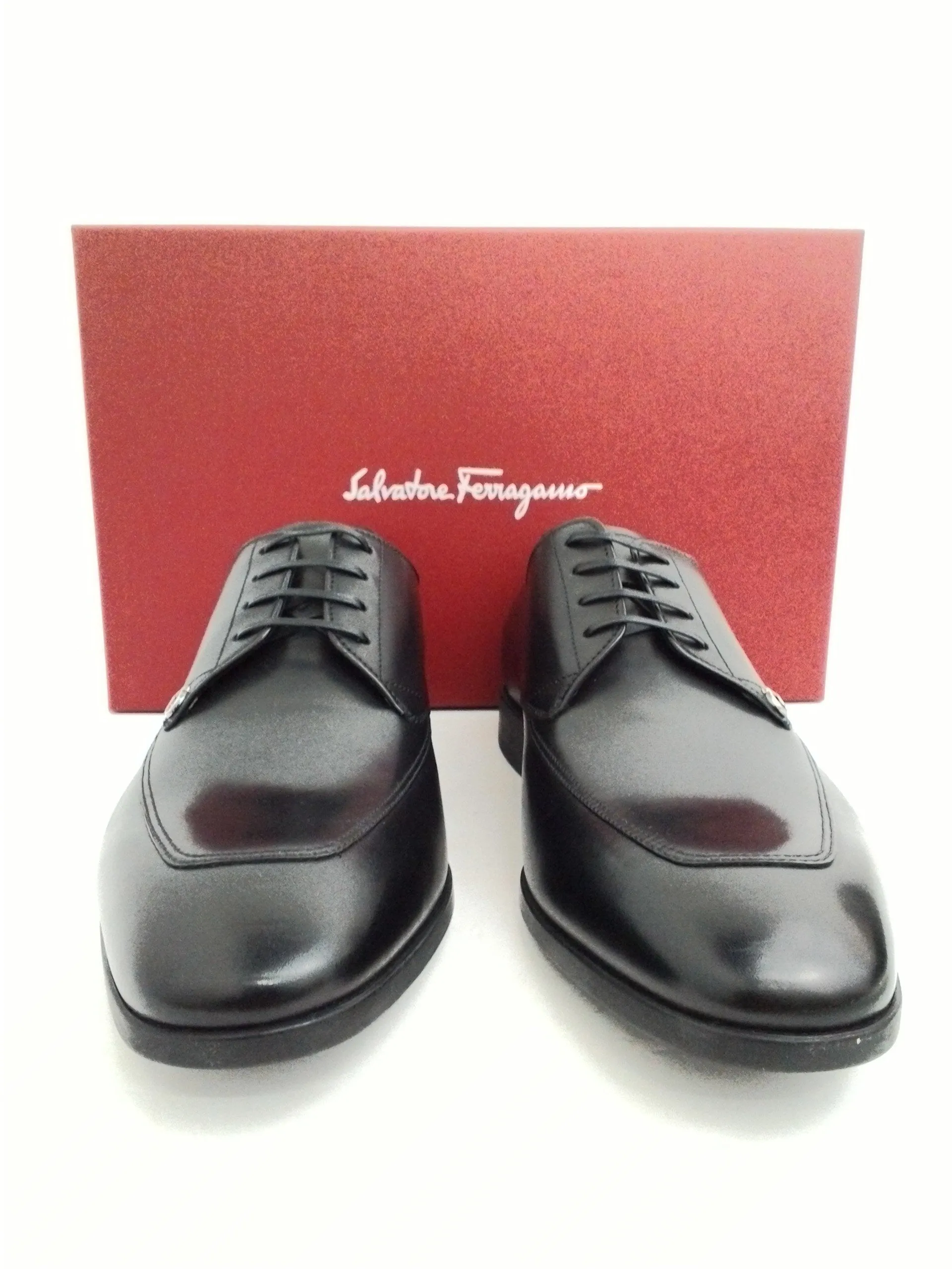 Salvatore Ferragamo Men's Tristano Nero Calf Leather Dress Shoes Size 10 E