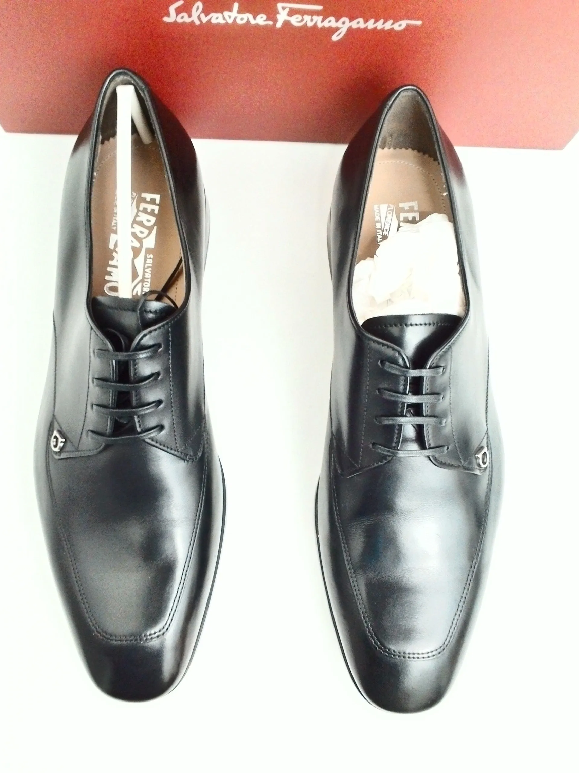 Salvatore Ferragamo Men's Tristano Nero Calf Leather Dress Shoes Size 10 E