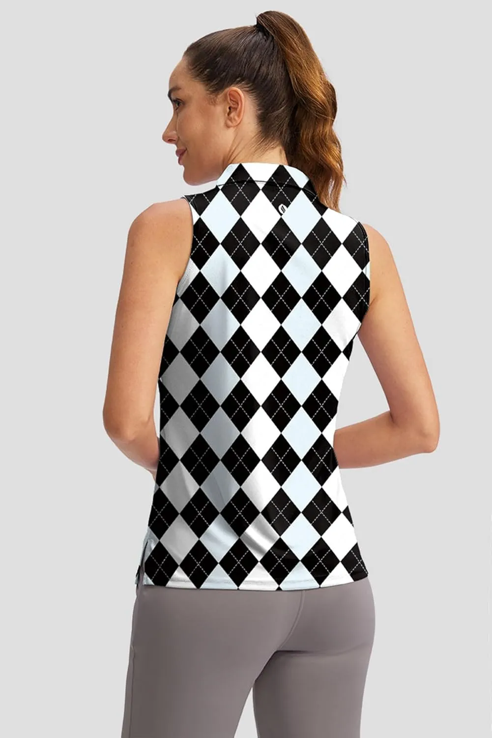 SANTINY Women's Sleeveless Golf Shirt V-Neck Tennis Tank Tops Collared Golf Polo Shirts for Women