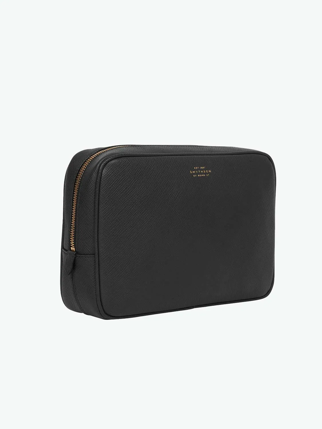Smythson Leather Tech Accessories Pouch Black