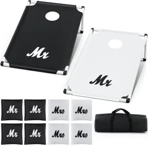 Wedding Portable Cornhole Games Set, PVC Framed Corn Holes Kit-2 Cornhole Boards, 8 Corn Hole Bean Bags and Carrying Case for Wedding Game Beach Yard Toss Indoor Outdoor Camping Party (3x2ft)