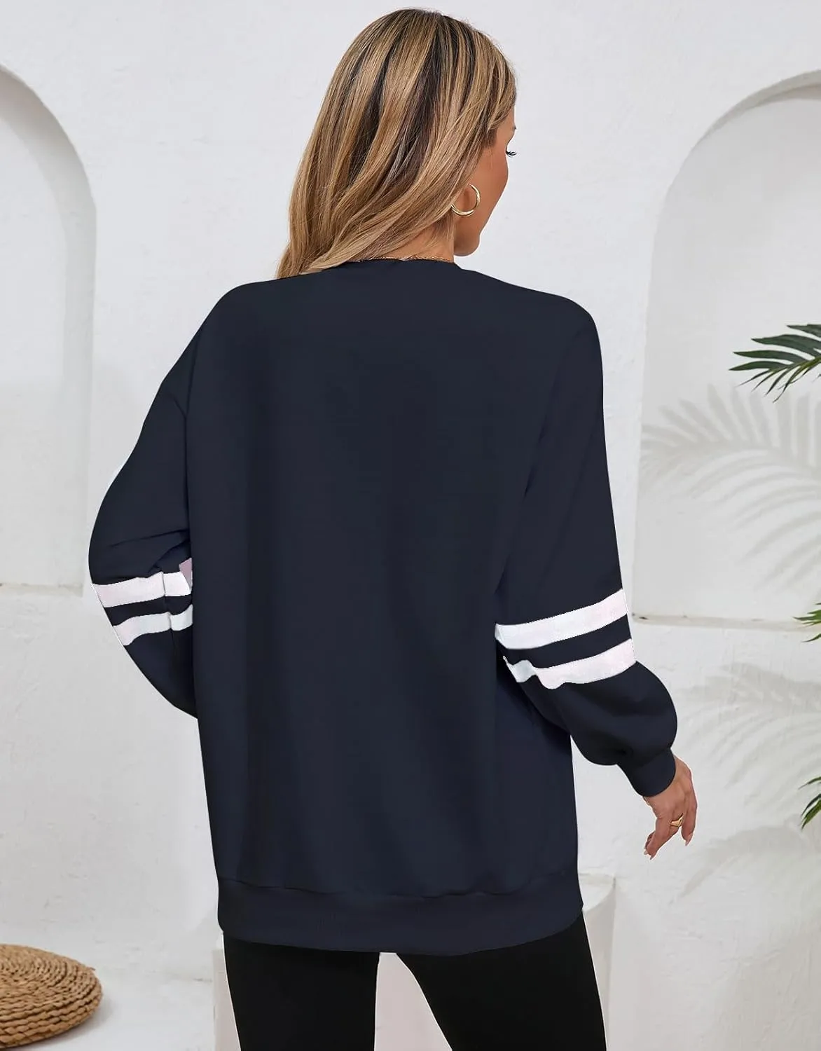 Women's Long Sleeve V Neck Colorblock Sweatshirts Loose Casual Patriotic flag Pullover Shirt