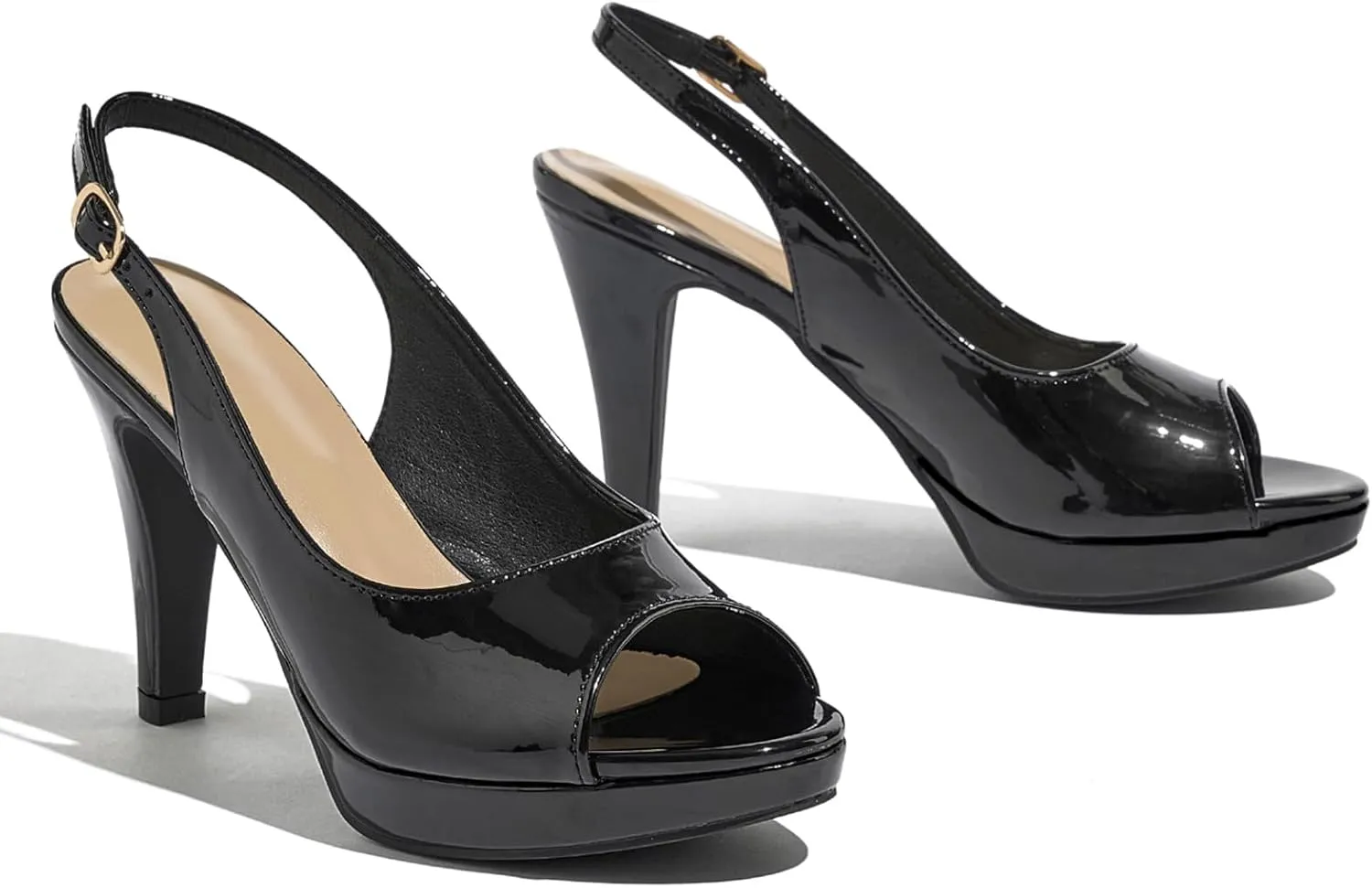 Womens Sexy High Heels Peep Toe Ankle Strap Platform Block Slingback Dress Pumps Shoes for Women