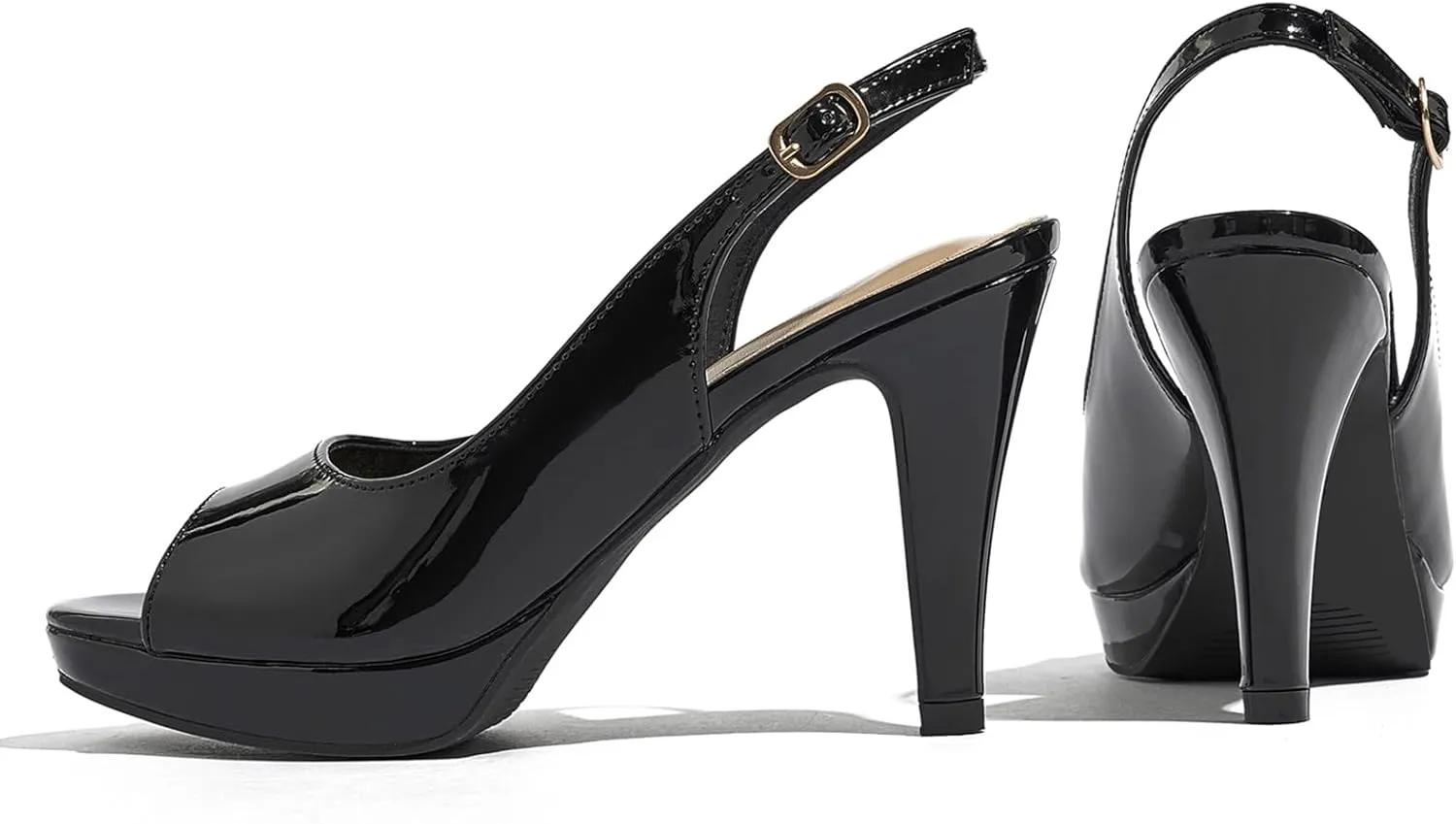 Womens Sexy High Heels Peep Toe Ankle Strap Platform Block Slingback Dress Pumps Shoes for Women