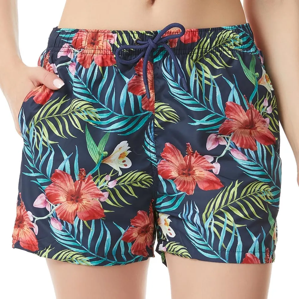 Womens Swim Trunks Print Shorts Women Beach Shorts  Quick-Dry Floral & Tropical Board Shorts with Pockets