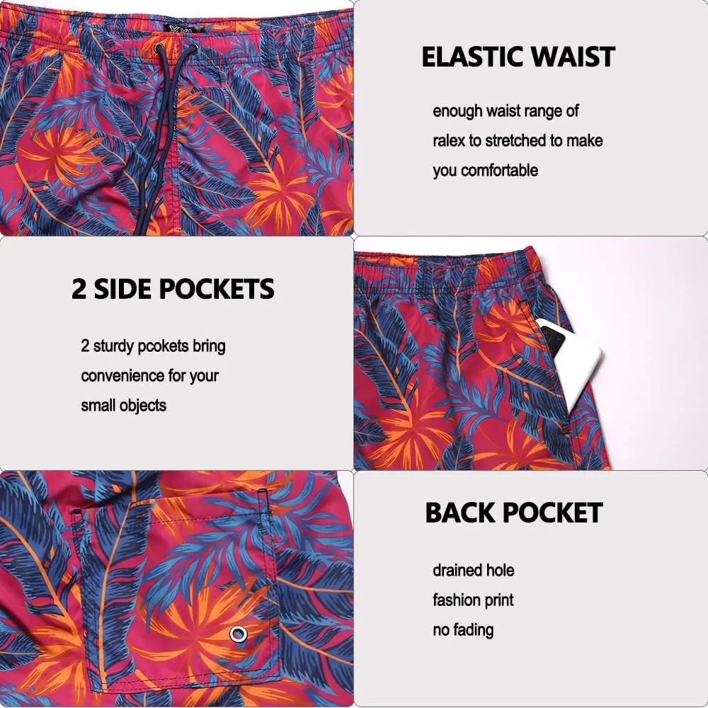 Womens Swim Trunks Print Shorts Women Beach Shorts  Quick-Dry Floral & Tropical Board Shorts with Pockets