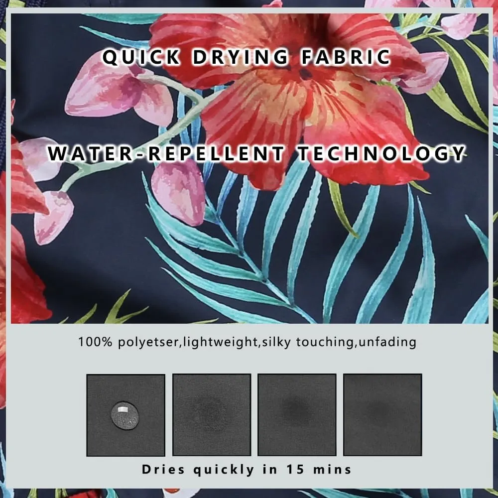 Womens Swim Trunks Print Shorts Women Beach Shorts  Quick-Dry Floral & Tropical Board Shorts with Pockets